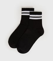 New Look Black Ribbed Stripe Tube Socks